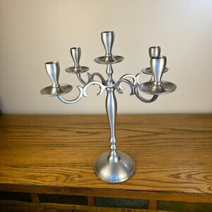 Vintage Pewter Four-Arm Candelabra – Adjustable Rotating Candle Holders